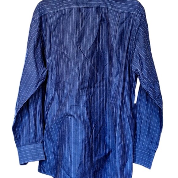 Bahama Men’s 16 100% Cotton Long Sleeve Button Up Striped Dress Shirt - Picture 2 of 7